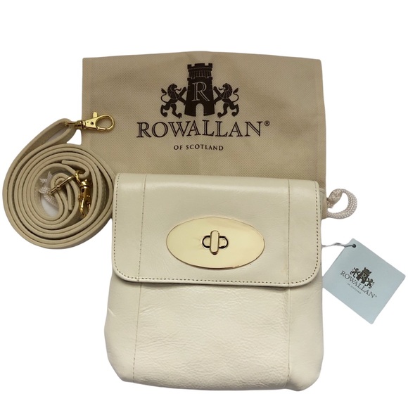 NEW Rowallan of Scotland Handmade Cream Leather Square Crossbody Bag - Picture 3 of 9